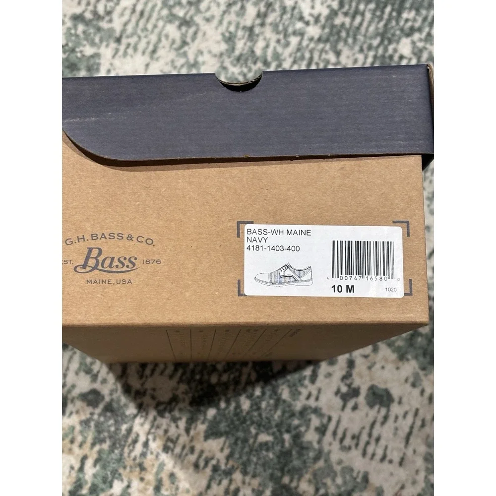 G H‎ Bass Mens Navy Napa WH Maine Leather Lace Up Oxfords 10M New